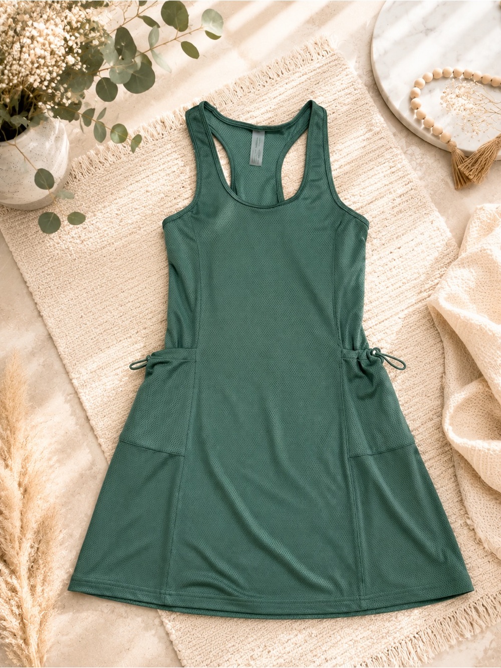 Outdoor Voices Deep Green Racerback Mini Dress with Side Ties